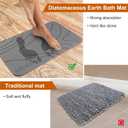 JUERLEN 1 Pack Diatomaceous Earth Shower Mat, Stone Bath Mat, Nonslip Super Absorbent Fast-Drying Hard Bath Mat for Bathroom Shower Floor, 24 x 16 inch, Grey Wave Design