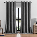 SMILETIME Dark Grey Chenille Velvet Curtains 108”L Thermal Insulated Soundproof & Soft Durable Light-Filtering Drapes for Living Room Bedroom Office Window Treatments, 52”W X 108”L, 2 Panels, Dark grey