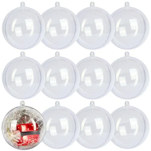 12 Pack Clear Plastic Fillable Ornament Ball 3.15''/80mm for Christmas,Holiday, Wedding,Party,Home Decor