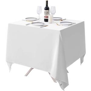 Surmente Square Tablecloth for Square or Round Tables 100% Polyester 85x85 Inch Table Cloth for Weddings, Banquets, or Restaurants (White)