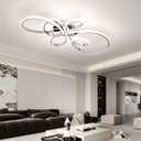 66W Modern LED Ceiling Light, 5 Rings Flower Flush Mount Light Fixture with Remote Control Chrome Dimmable Ceiling Lamp for Living Room, Bedroom, Dining Room, Hallway, Kitchen, 31.89Inch