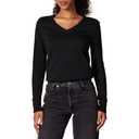 Amazon Essentials Women's Lightweight Long-Sleeve V-Neck Cotton Sweater, Black, X-Large