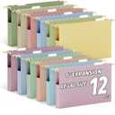 Ansook 12 Pack Hanging File Folders, Plastic 1 Inch Expansion Legal Size File Folders with Adjustable Tabs, Assorted Colors Hanging Organizers for Filing Cabinet, Home Office Law Firm Document Storage