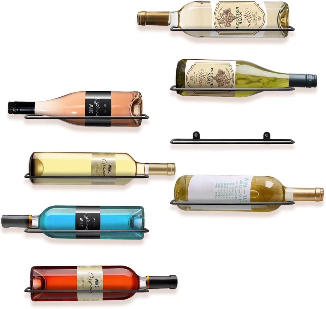 FLstudio Wall Mounted Wine Rack: 8 Bottle Wall Mount Wine Rack for Wine Bottles Display and Storage - Metal Wall Wine Bottle Organizer Holder for Wine Cellar Home Kitchen Bar Decor