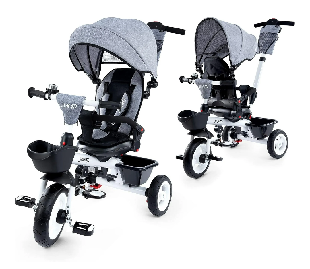 Baby Tricycle, 6-in-1 Folding Kids Trike with Removable Push Handle, Rotatable Seat, Adjustable Canopy, Storage Box, Safety Harness, Balance Bike, Toddler Trike for 7 Months - 5 Year Girls and Boys