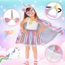 Princess Costumes for Girls Unicorn Costume Kids, Tutu Skirt, Unicorn Headband, Princess Cape, Eyemask - Girls Fancy Dress for Birthday, Halloween, One Size