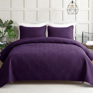 Whale Flotilla Elegant Extra Soft Quilt King Size, 3-Piece Lightweight Modern Geometric King Quilt Bedding Sets Bedspread Coverlet for All Seasons, Purple (King(96"x104"))