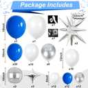 HILAVO Blue White Silver Balloon Arch Kit with Explosion Star 4D Silver Foil Balloons Royal Blue Metallic Silver White Balloon Garland for Blue 2026 Graduation Decoration Birthday Baby Shower Party