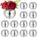 Disco Ball Vases for Table Centerpieces - Hewory 12pcs Silver Mirror Glass Planters Flower Pot Containers, Bulk Disco Balls Bowl Candle Holders for Wedding Bridal Shower Birthday Events Party Decor