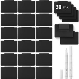Mr. Pen- Basket Labels Clip On Set, 32 pcs, 30 Removable Bin Labels Clip On with 2 Chalk Markers (Black)