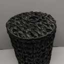 Woven Trash Can with Lid and Liner, 2.6 Gallon Bathroom Garbage Can, Decorative Handwoven Plastic Wicker Waste Basket for Bathroom, Bedroom, Living Room, Office, Home, Black