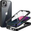 JETech Case for iPhone 13 6.1-Inch with Built-in Tempered Glass Screen Protector, 360 Degree Full Body Heavy Duty Protection, Shockproof Rugged Phone Cover Clear Back (Black)
