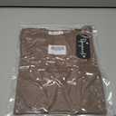 Womens Scoop Neck Ribbed Short Sleeve Tops Fitted T Shirt Slim Fit Casual Summer Basic Tee (Brown, L)