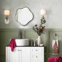 Irregular Round Mirror, 16" Scalloped Mirror for Over Sink, Asymmetrical Wall Mirrors Decorative, Modern Wavy Circle Mirrors for Living Room Bathroom Bedroom Hallway Entryway Fireplace