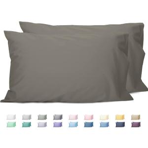 Sunflower Queen Pillowcases Set of 2, 100% Cotton Queen Size Pillow Cases 2, 2030 inches Taupe Gray, Soft and Breathable