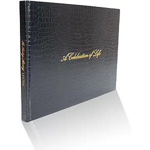 LIFETOO Crocodile Leather Funeral Guest Book 12" x 8", 400+ Guests, Celebration of Life Guest Books, Memorial Service Guest Book Sign for Funerals