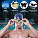 YLYUELANG Swimming Goggles with Earplug Design,No Leaking,Anti-Fog,Anti-UV,Perfect Swim Goggles for Men,Women and Youth