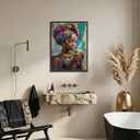 Framed Black Woman Canvas Wall Art, African American Wall Decor, Fashion Modern Abstract Painting Picture, Coffee Girl Poster Print Artwork for Living Room Bedroom Home Decoration