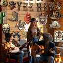 4 x Western Cowboy Party Decorations - West Rodeo Theme Decor Wild West Yee Haw Banner Hanging Swirls for Birthday Baby Shower Party Supplies