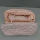 LOVEVOOK Travel Makeup Bag for Women, 2Pcs Puffer Waterproof Cosmetic Organizer, Large Capacity Pouch Open Flat Small Toiletry Bag with Brush Compartment & Handle (Pink, Medium)