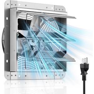FOHERE 12 Inch Shutter Exhaust Fan Wall Mounted, High Speed 1450CFM, Aluminum with 1.65M Power Cord & Quiet Air Circulation, Vent Fan for Greenhouse, Attic, Shed, Garage, Shop, Commercial Use