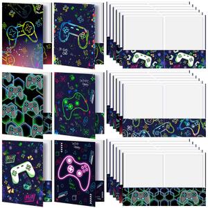 Kosiz 12 Pcs 9x12 Boy Video Game 2 Pocket Folder, Cute Take Home File Classwork Bulk Kid Student Homework Paper File Folder for School Classwork Office Home Classroom Teacher Business Party Supply