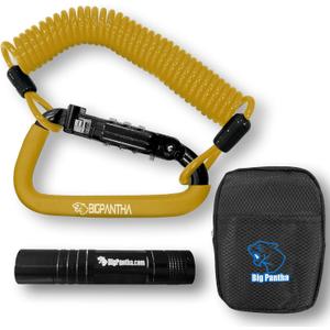 Motorcycle Helmet Lock & Security Cable - Yellow Carabiner Combination Lock Secures Your Helmet, Jacket, Gloves, or Bag - Helmet Lock with Free Carry Pouch & a Small Flashlight