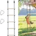 Rope Ladder for Kids Climbing Obstacle Wooden Swing Rope Ladder with 2 Hooks for Kids Climbing Game Hanging Ladder for Swing Accessories, Playground, Play Set