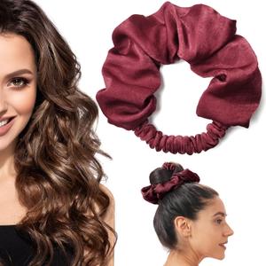 BLINKEEN Heatless Curling Scrunchie, Heatless Hair Curler to Sleep In, No Heat Curls for Long Hair, Soft Sleep Hair Roller (Red)
