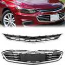 Front Bumper Upper and Lower Honeycomb Mesh Grille For Chevy Malibu L/LS/LT Upper Lower Grill 2016 2017 2018 (Malibu)