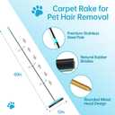 SOCCSO Carpet Rake for Pet Hair Removal (3 Pack),Dog Cat Fur Remover Rubber Broom,Carpet Rake - 60" Long Handle Lint Shaver Cleaner Tools,Scraper Brush for Carpet,Rug,Car Mat,Couch,Pet Bed,Furniture