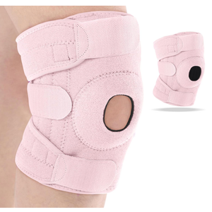 Foilswirl 1 Pcs Kids Knee Brace with Side Stabilizers Patella Gel Pads Adjustable Straps Youth Child Knee Brace Support for Meniscus Tear Sports, Meniscus Tear (Pink)