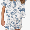 SHESHOW Pajamas for Women Set Comfy Button Down Short Sleeve and Shorts Loungewear Sets Horse Lover White XL