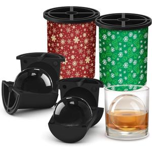 Clear Ice Cube Maker - 2.5" Round Ball - Stainless Steel Clear Ice Cube Molds - Sphere Mold & Christmas Gift for Cocktails, Drinks & Bourbon, Whiskey Gifts for Men Women Dad(2 Packs)