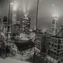 Canvas Print Wall Art Painting for Home Decor Black and White Charlotte Skyline Night Buildings Cityscape Coastline Paintings Artwork the Picture City Photo Prints On Canvas - 40‘’x20‘’x3 panels