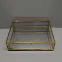 REDHUGO Large Glass Boxes for Display Handmade, Mirrored Bottom, Glass Jewelry Trinket Box with Lid, for Book, Photo, Keepsake Organizer, Display Case for Vanity Decor Home Dresser, Gold (Low: 10.4"L  8.5"W  2.6"H)