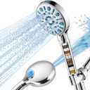 Heemli Filtered Shower Head,High Pressure 8-mode Handheld Showerhead with Hose,Bracket and Water Softener Filters Beads for Hard Water Remove Chlorine and Harmful Substance,Built-in Power Spray,Chrome