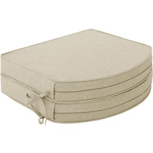 Outdoor Chair Cushions, Fade-Resistant & Water-Resistant, D Shaped Patio Furniture Seat Chair Pads Replacement, Removable Cover, Set of 2, 17 x 16 Inch, Beige