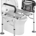 Raised Toilet Seat 400lbs, Toilet Seat Risers for Seniors, Handicap Elevated Toilet Seat with Handles & Padded Seat, Commode Chair with Adjustable Height & Width, for Elderly, Pregnant, Fit Any Toilet