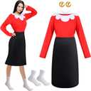 3 Pack Olive Oil Costumes Women's Large Cosplay Costume for Adult Red Black Long Sleeve Dress Earrings White Socks