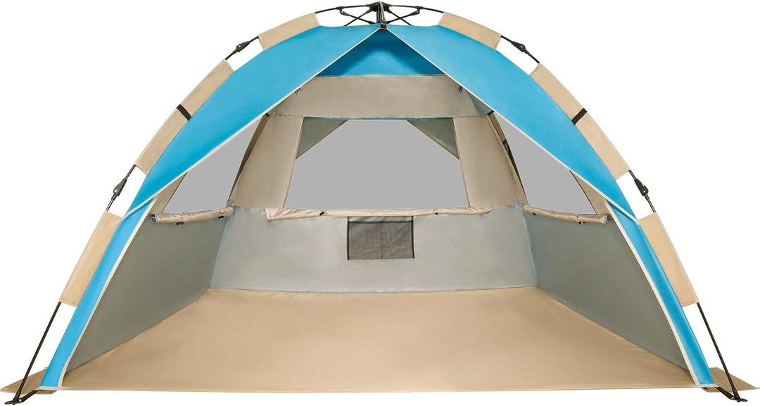 G4Free Deluxe XL Pop Up Beach Tent, 3-4 Persons Easy Setup Sun Shelter Canopy with UPF 50+ UV Protection Extral Wide 70.9 in, 82.7 x 70.9 x 55.1 inch