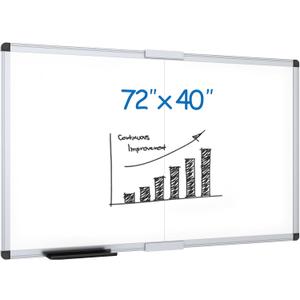 VIZ-PRO Magnetic Dry Erase Board, 72 X 40 Inches, Foldable Wall-Mounted Whiteboard with Silver Aluminum Frame & Marker Tray for School Office and Home