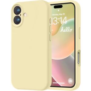 LOVE 3000 Designed for iPhone 16 Case, Premium Silicone with [Soft Anti-Scratch Microfiber Lining] Shockproof Protective Phone Case for Men Women Girls 6.1", Creamy Yellow