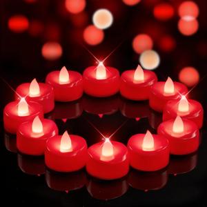 LED Candles, 24 Pack Tea Lights Candles Battery Operated, Flameless Tealight Candle, Realistic Tea Lights for Halloween Christmas Party Decor -D 1.5 x H 1.25-Red