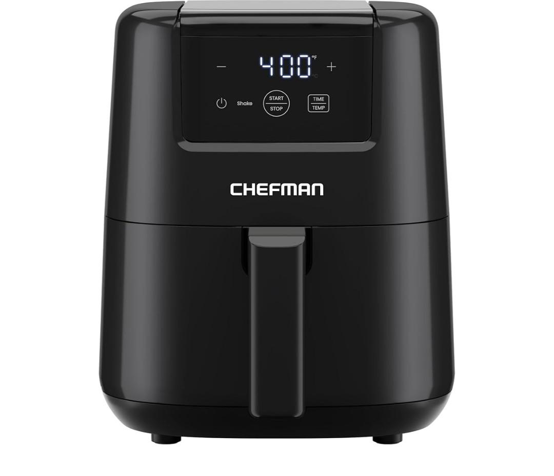 CHEFMAN 2 Qt Mini Air Fryer – Digital Space-Saving Compact Air Fryer with Nonstick and Dishwasher Safe Basket, Quick & Easy Meals in Minutes, Features Digital Timer and Shake Reminder – Black