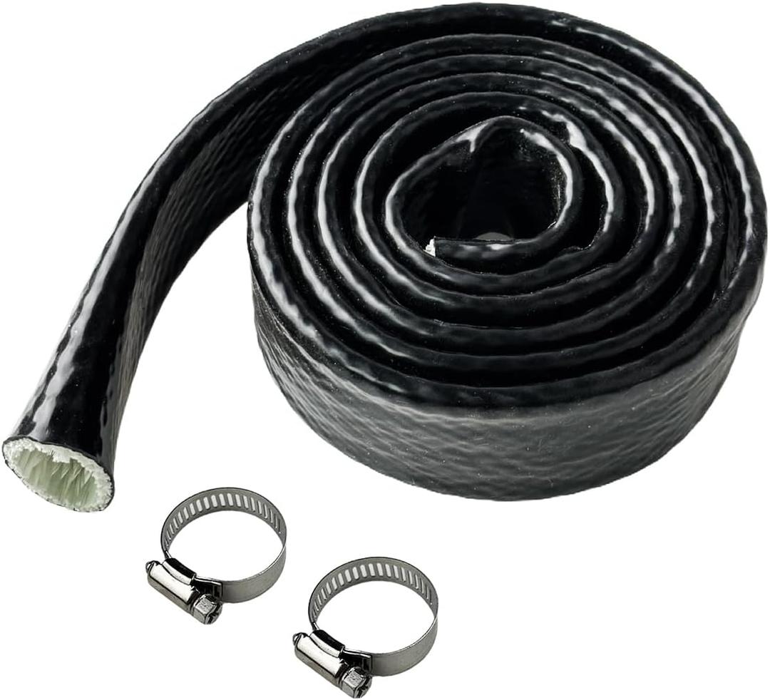 YAMAKATO 1" ID Heat Shielded Fire Thermo Armor Fire Sleeve Silicone Coated Fiberglass Heat Protection for Automotive Hose Lines & Electrical Wiring (Black, 3FT)