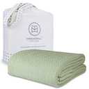 Threadmill Luxury Cotton King Size Blanket | All-Season Cozy Cotton Blankets for King Size Bed | Herringbone Soft Fall Thermal Blanket fits California King Size Bed 106 x 92 | Sage Green