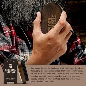 Striking Viking Beard Balm for Men – Light Hold, Unscented, 2 Oz + Striking Viking Boars Hair Beard Brush for Men - 4.2" Ergonomic Design with Naturally Derived Beach Wood