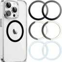 Aothey Universal Metal Rings Compatible with Magsafe Sticker,Magnetic Ring for Phone Cases & Wireless Charging, 6 Pack (2 Black,2 White & 2 Silver) (0.4mm-O)