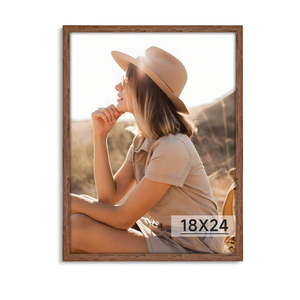 Light Walnut 18x24 - Single Frame - Rustic Woodgrain 18 x 24 Poster Frame with Plexiglass for Wall Gallery Display, 18x24 Picture Frame for Puzzles, Artwork, Photos and Posters - Ideal Christmas Day